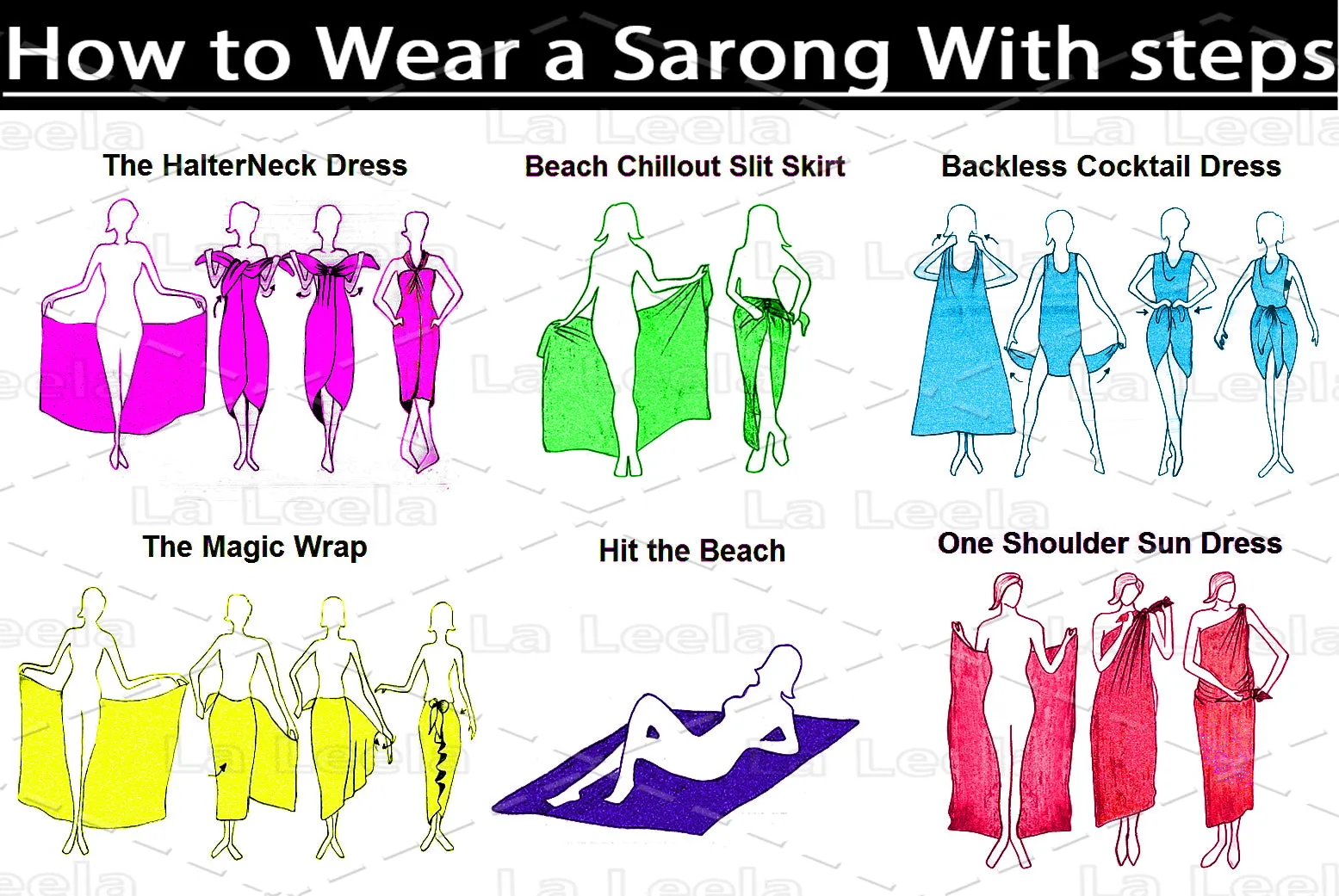 La Leela Women's Bikini Beach Wrap Hawaiian Sarong Swimming Suit Bathing Pareo Beachwear Dress Cover up Long 68"x42" Grey 125577