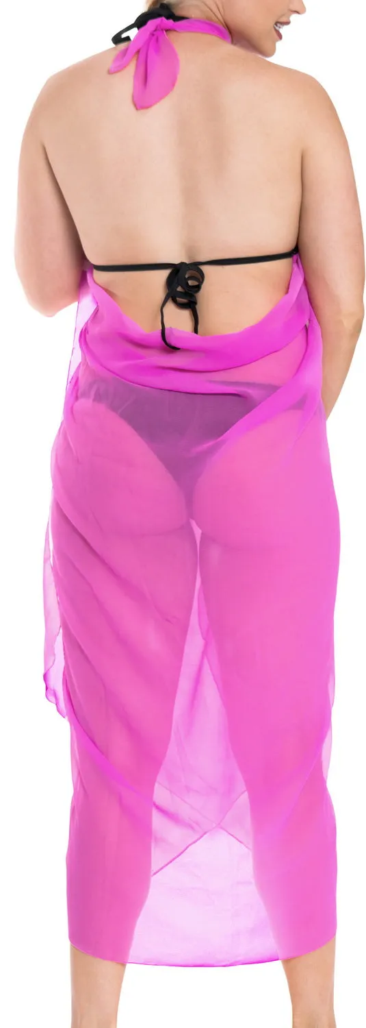 La Leela Women's Bikini Beach Wrap Hawaiian Sarong Swimming Suit Bathing Pareo Beachwear Valentines Day Dress Cover up Long 78"x42" Pink 123118