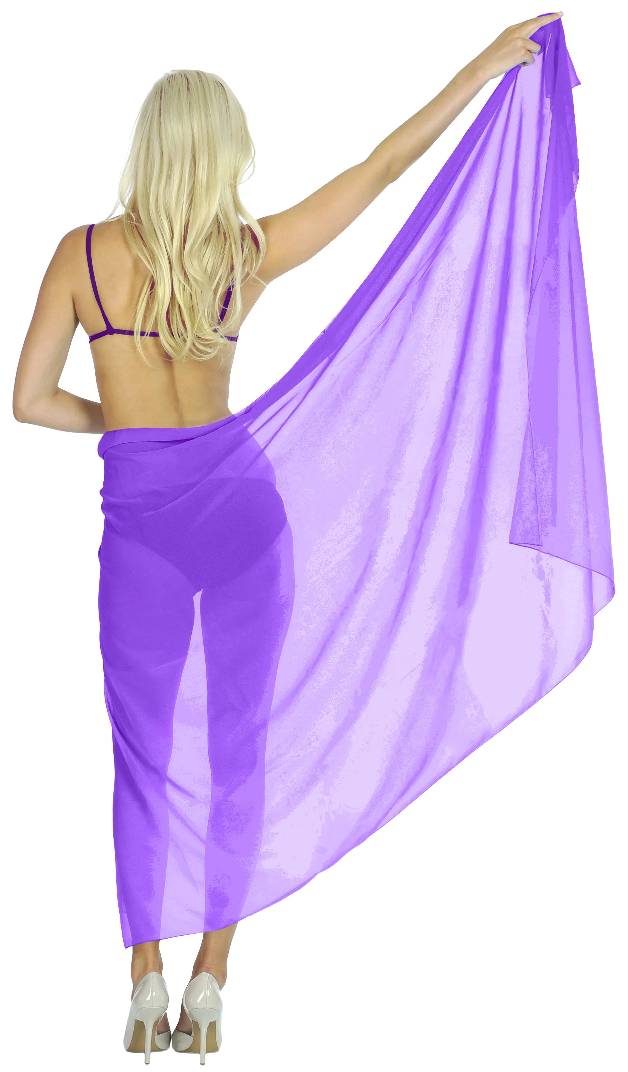 La Leela Women's Bikini Beach Wrap Hawaiian Sarong Swimming Suit Bathing Pareo Beachwear Valentines Day Dress Cover up Long 78"x42" Purple 119716