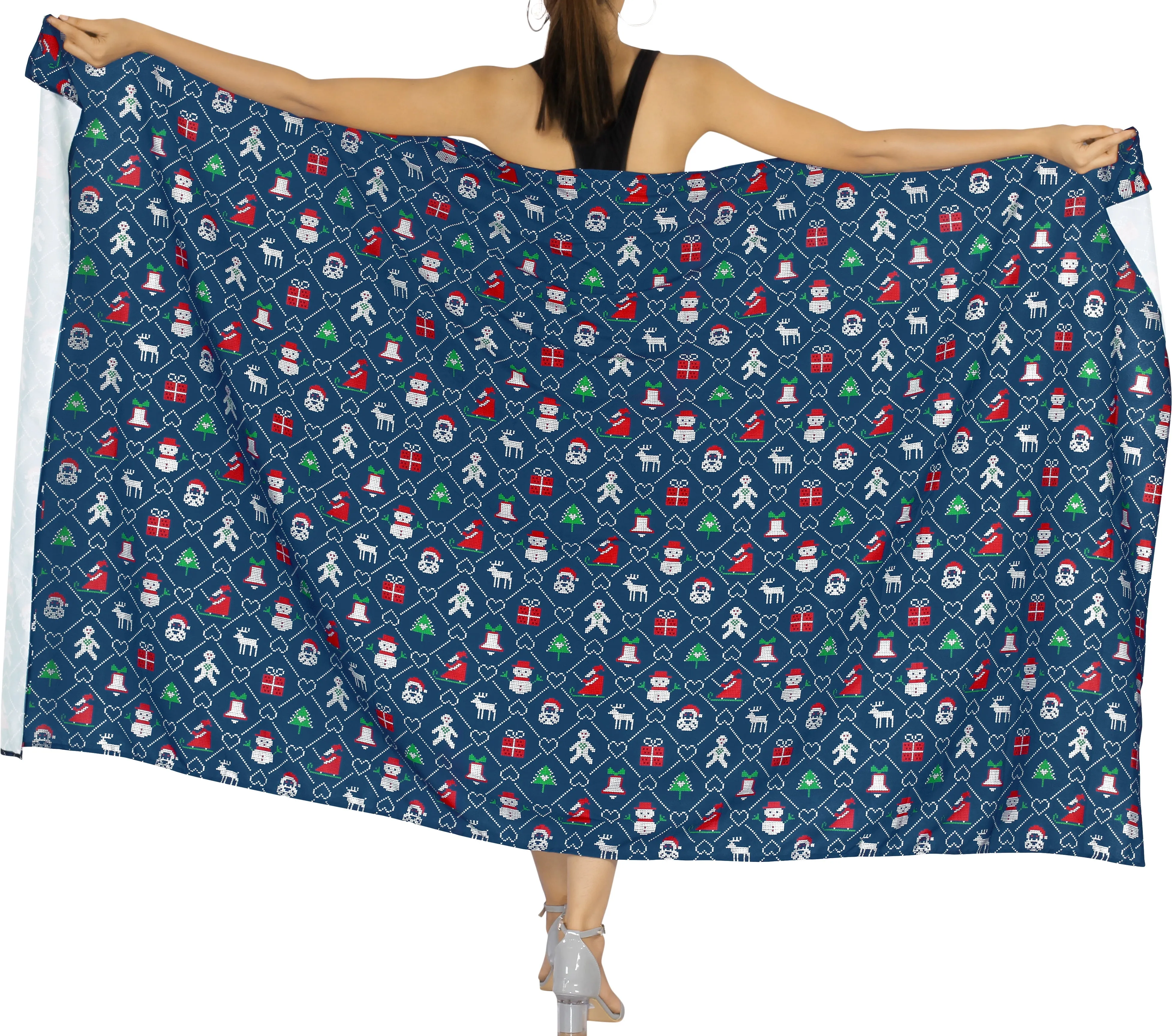 LA LEELA Women's Bohemian Full Sarong Swimsuit Christmas Day 78" X 39"