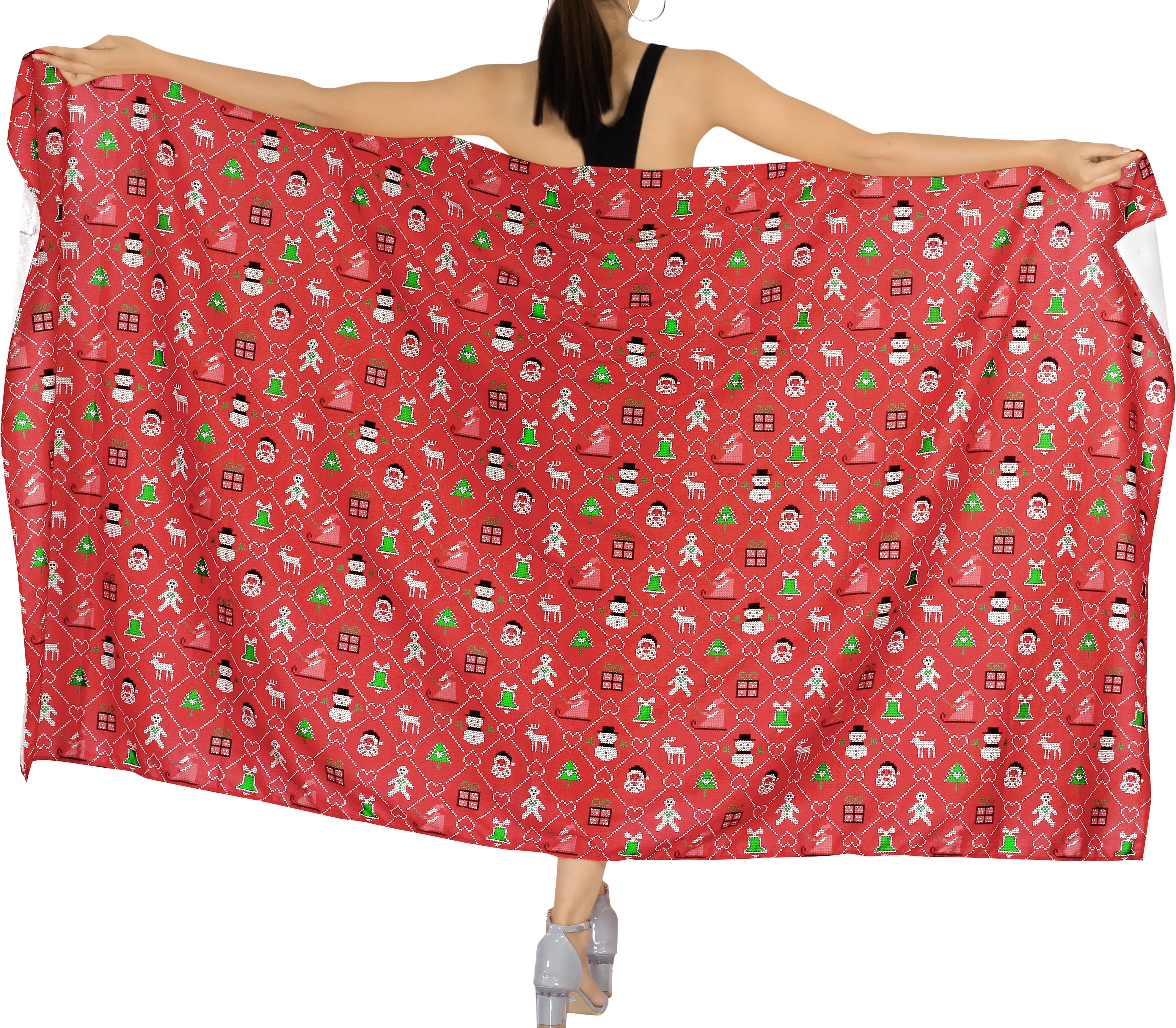 LA LEELA Women's Bohemian Full Sarong Swimsuit Christmas Day 78" X 39"
