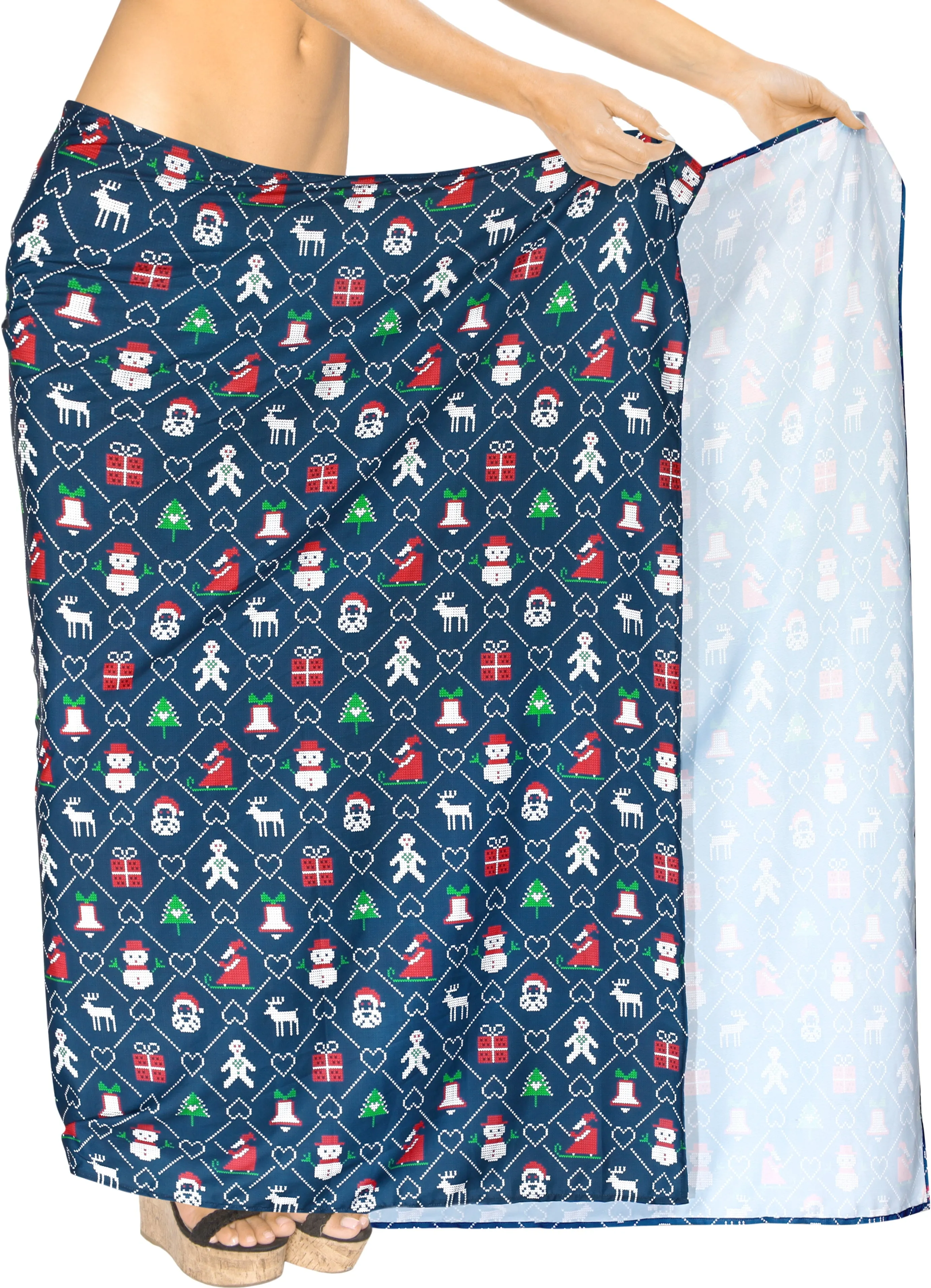 LA LEELA Women's Bohemian Full Sarong Swimsuit Christmas Day 78" X 39"