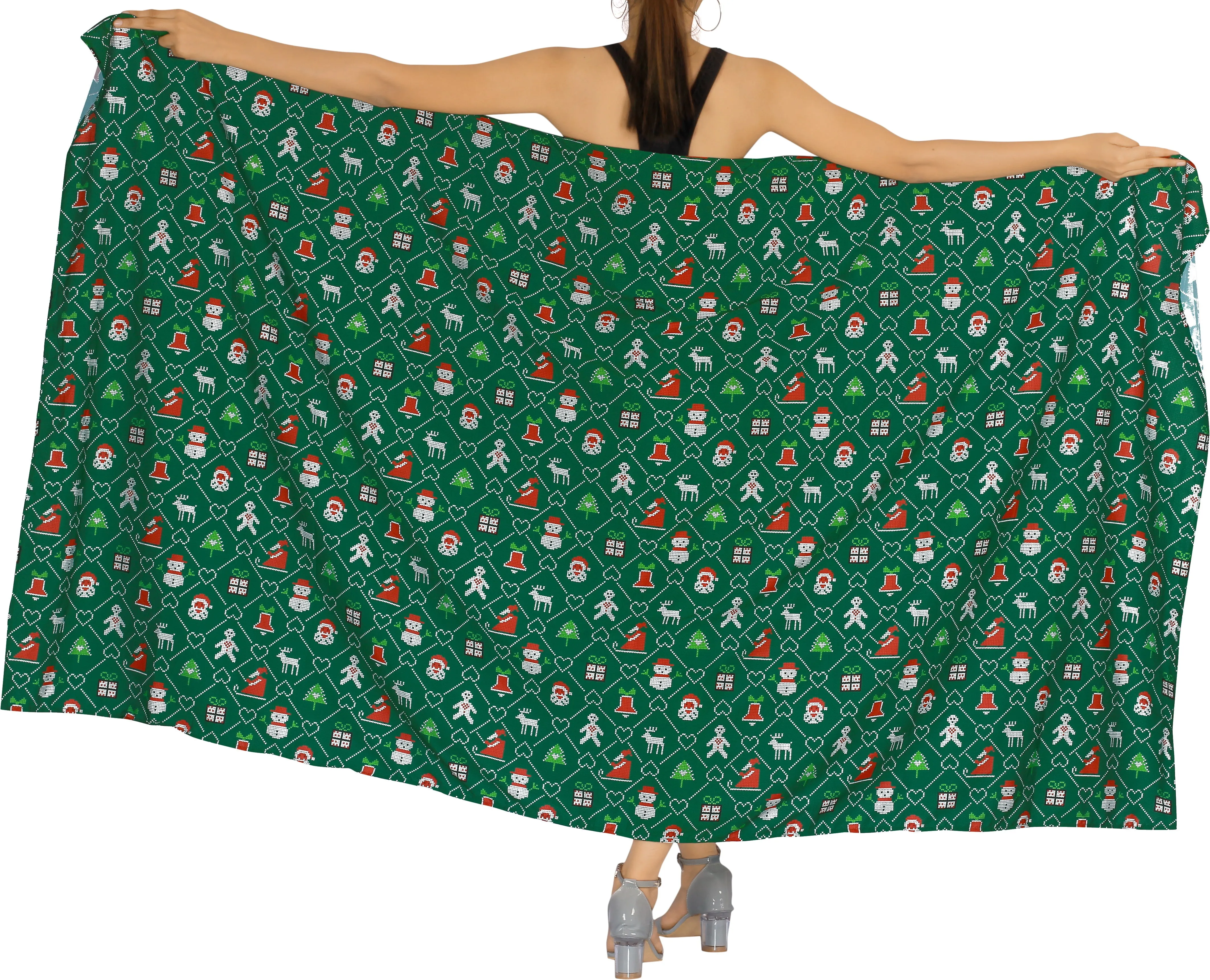 LA LEELA Women's Bohemian Full Sarong Swimsuit Christmas Day 78" X 39"