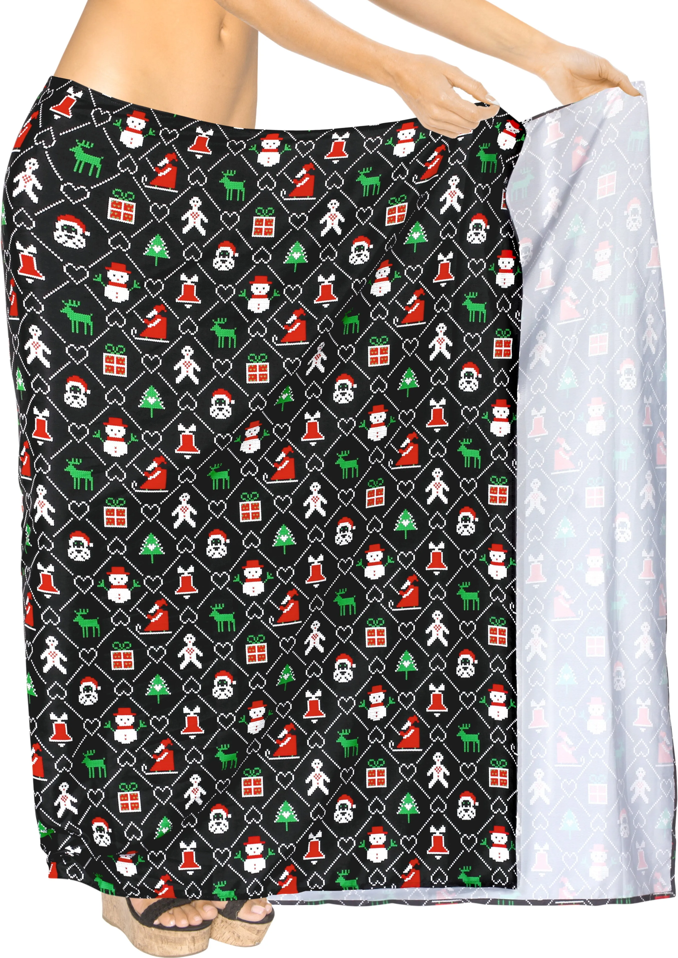 LA LEELA Women's Bohemian Full Sarong Swimsuit Christmas Day 78" X 39"