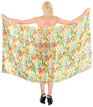 La Leela Women's Hawaiian Bikini Beach Wrap Sheer Sarong Swimming Bathing suit Beachwear Swim Dress Pareo Cover up Long 78"X42"  Beige 137784