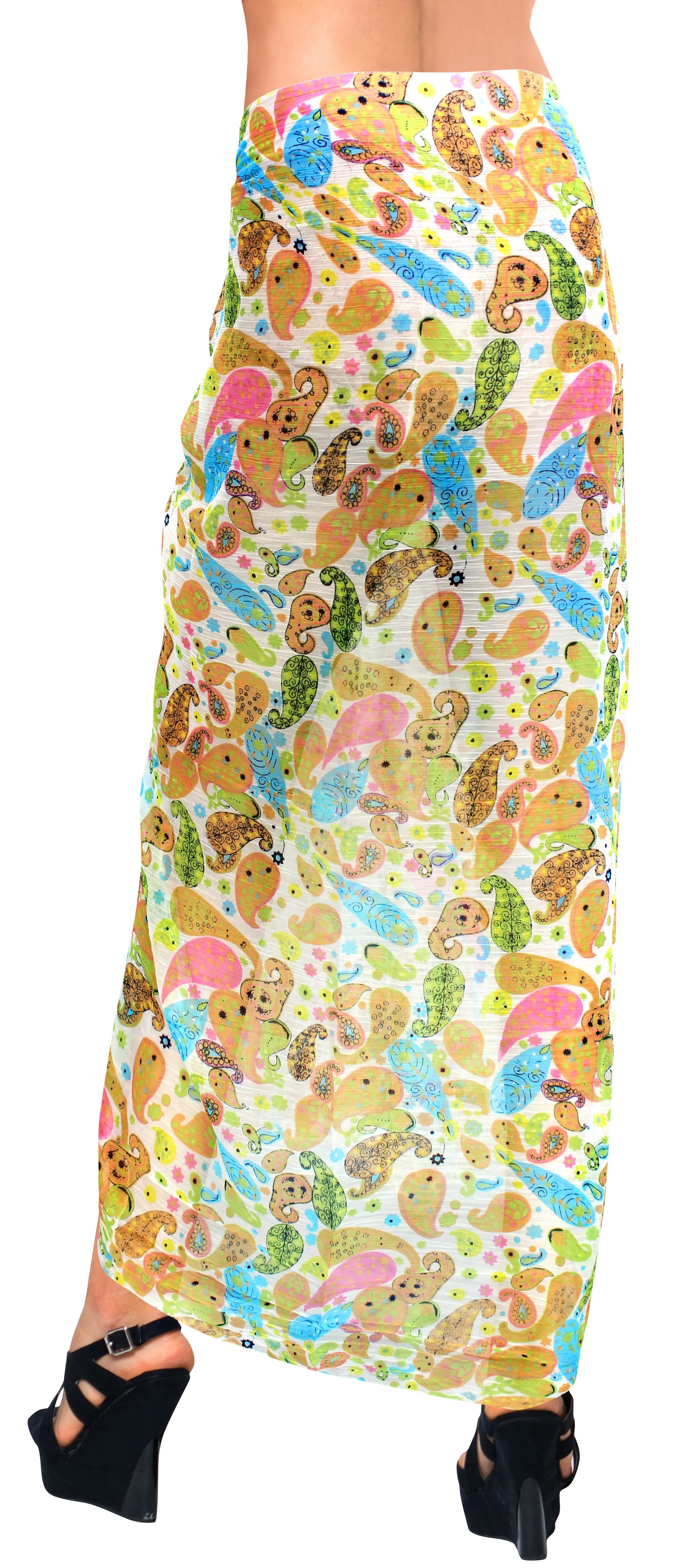 La Leela Women's Hawaiian Bikini Beach Wrap Sheer Sarong Swimming Bathing suit Beachwear Swim Dress Pareo Cover up Long 78"X42"  Beige 137784