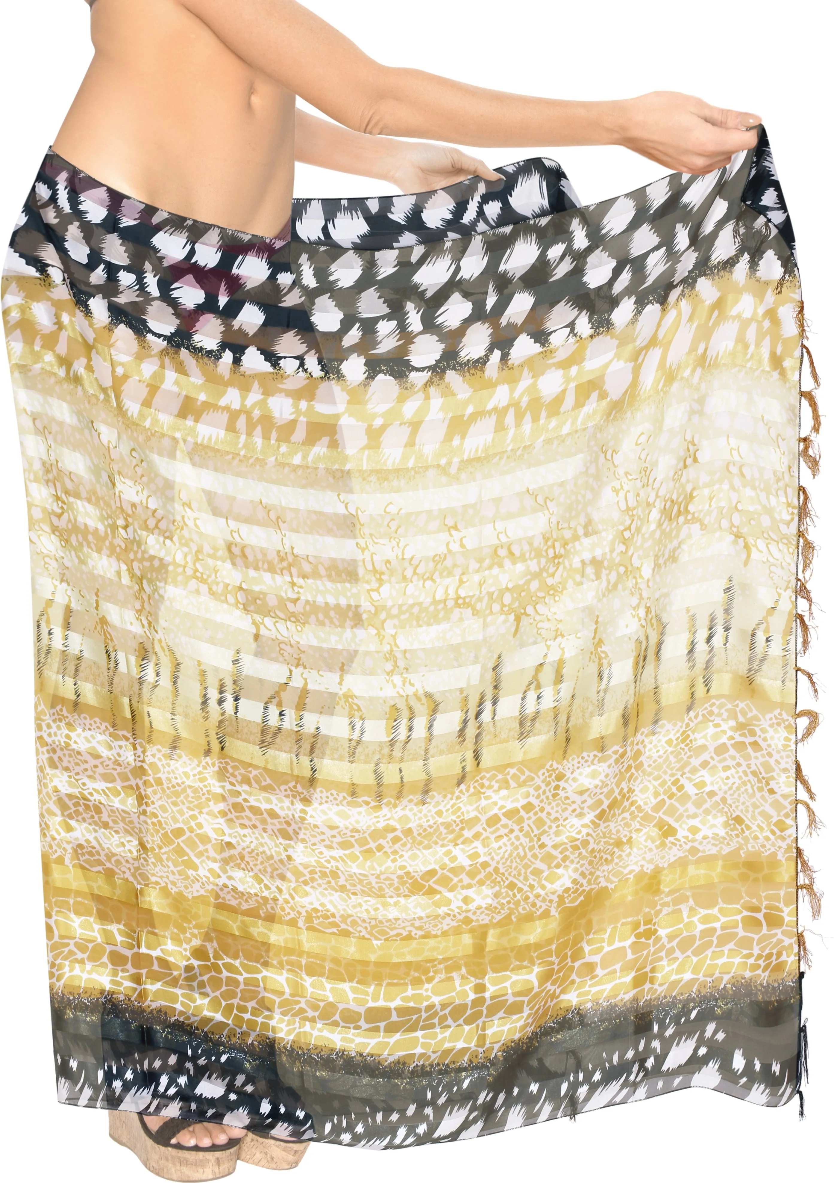 La Leela Women's Hawaiian Bikini Beach Wrap Sheer Sarong Swimming Bathing suit Beachwear Swim Dress Pareo Cover up Long 78"X42"  Brown 912130