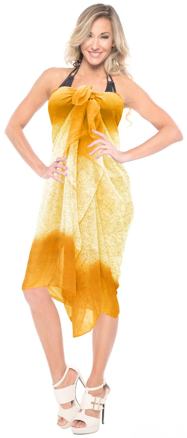 La Leela Women's Hawaiian Bikini Beach Wrap Sheer Sarong Swimming Bathing suit Beachwear Swim Dress Pareo Cover up Long 78"X42"  Gold 137626