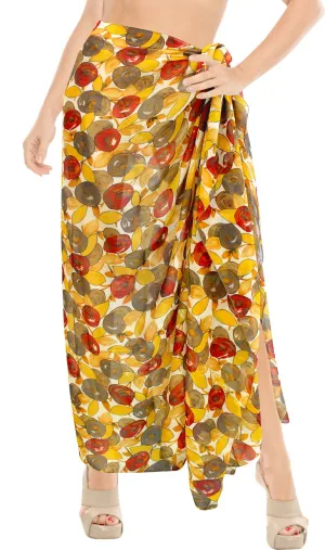 La Leela Women's Hawaiian Bikini Beach Wrap Sheer Sarong Swimming Bathing suit Beachwear Swim Dress Pareo Cover up Long 78"X42"  Red 137627