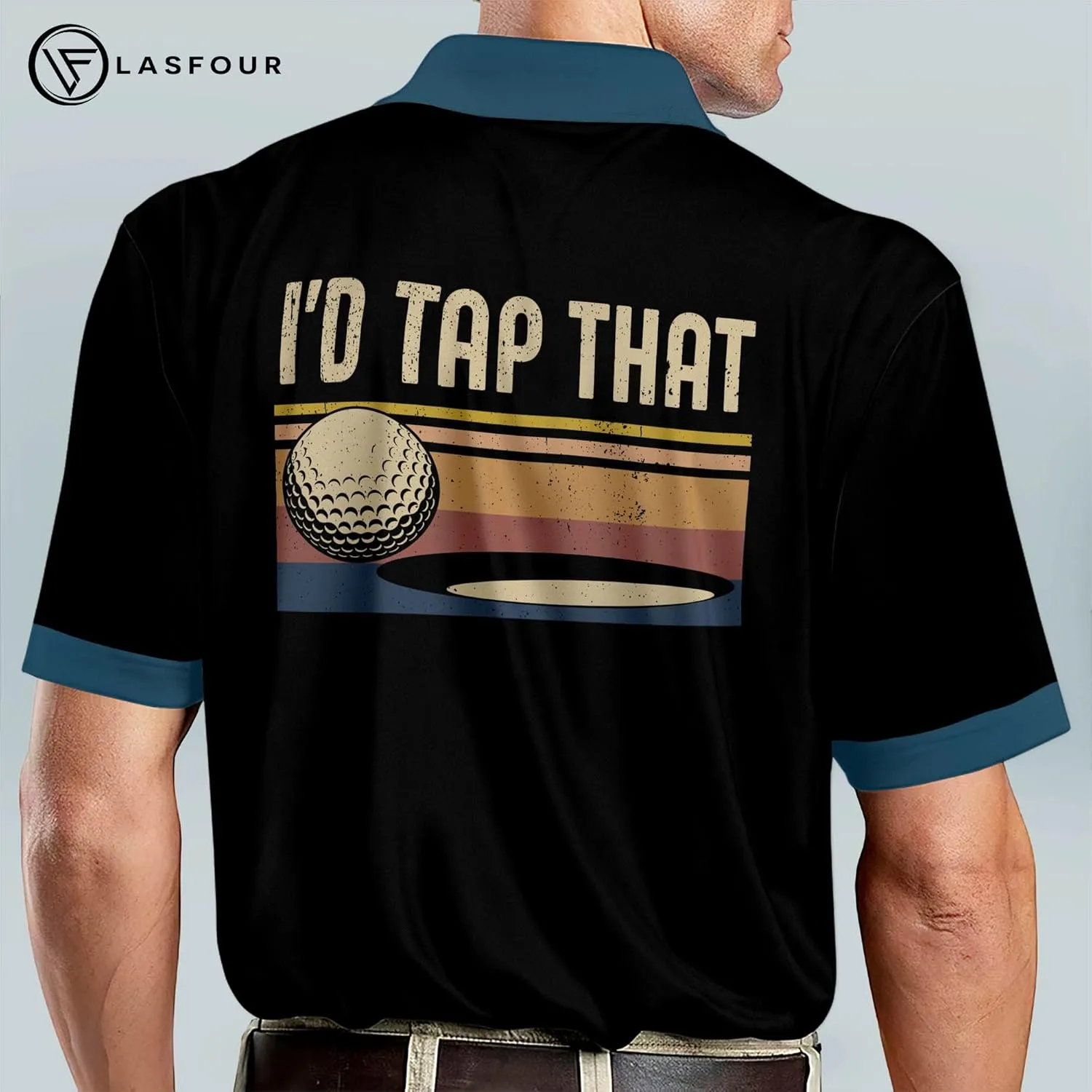 LASFOUR Personalized 3D Funny Golf Polo Shirts for Men, Men's Golf Shirts Short Sleeve Polo Dry Fit, America Golf Polos