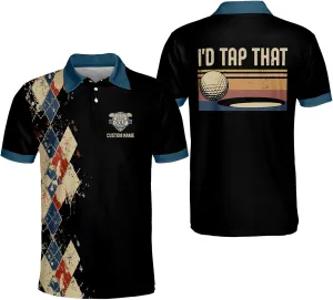 LASFOUR Personalized 3D Funny Golf Polo Shirts for Men, Men's Golf Shirts Short Sleeve Polo Dry Fit, America Golf Polos