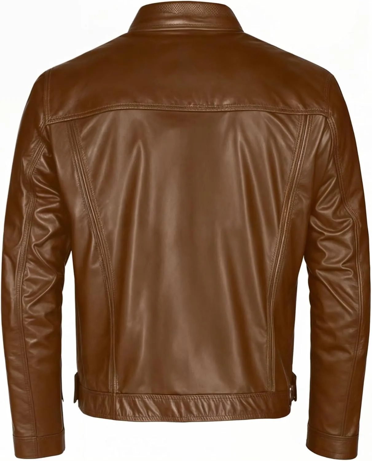Leather Motorcycle Jacket Men - Cafe Racer Stripe Biker Style Real Leather Jacket Men