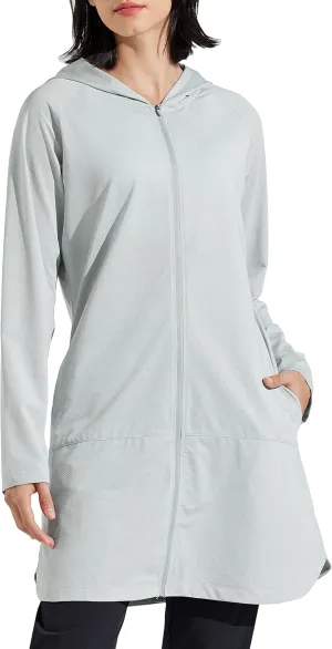 Libin Women's Sun Protection Hoodie Jacket Long Sleeve Swim Beach Cover Up Lightweight Zip Hiking Shirt with Pockets UPF 50 
