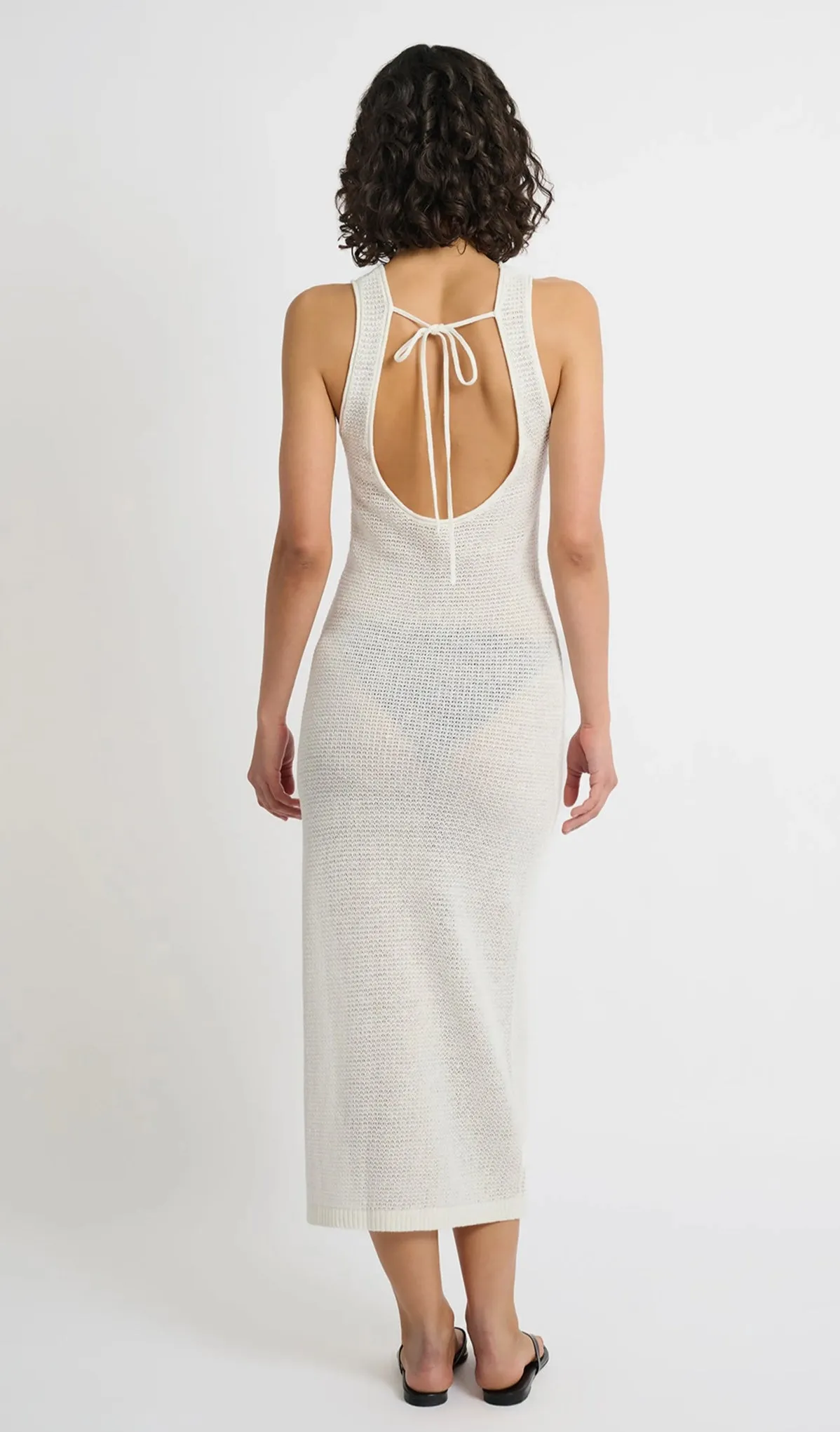 LINEN KNIT SOOP BACK MAXI DRESS