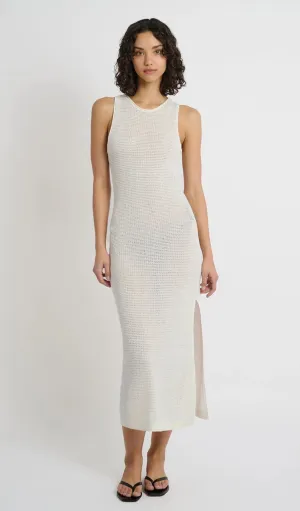 LINEN KNIT SOOP BACK MAXI DRESS