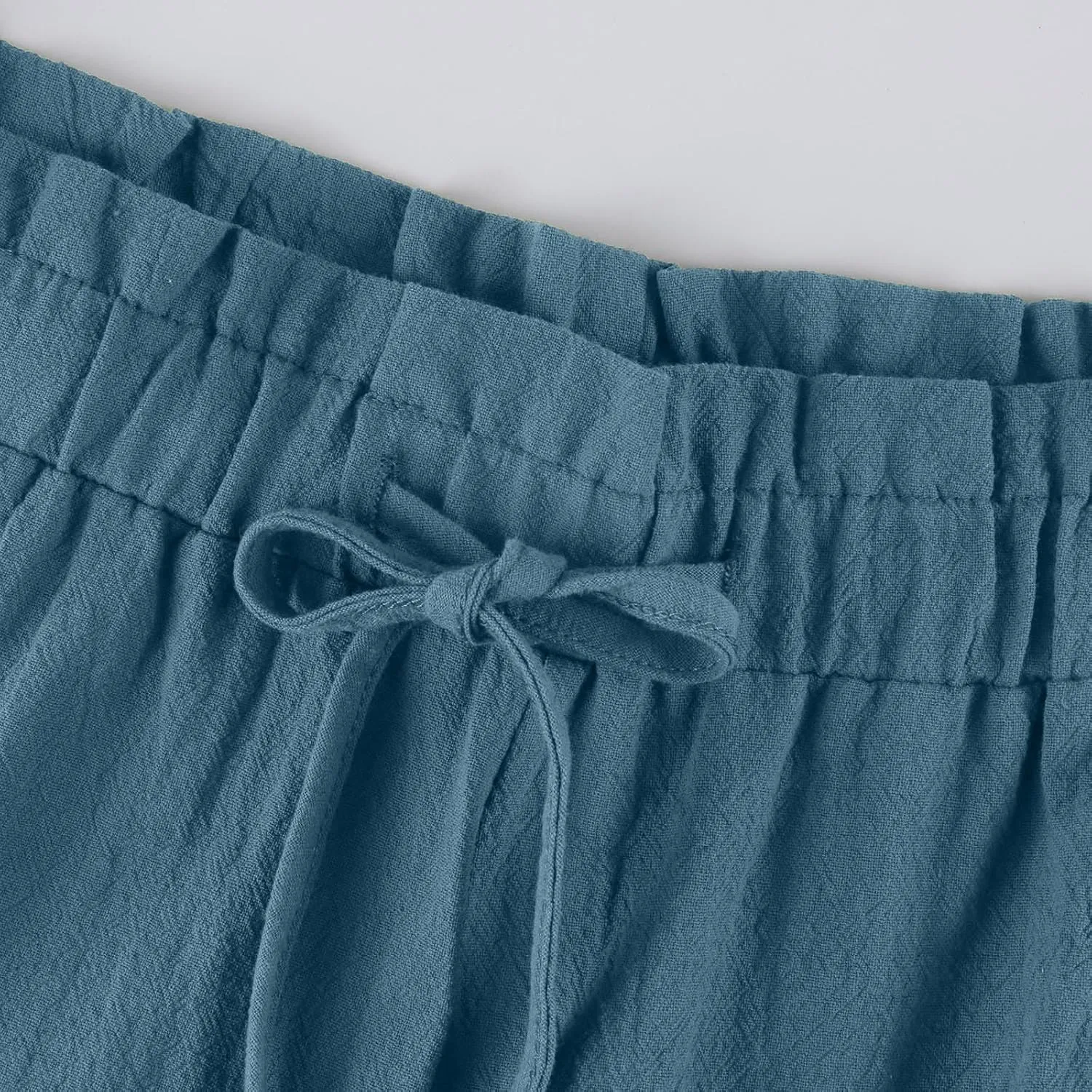 Linen Pants Women Casual Summer Wide Leg Flowy Capri Pant Plus Size Baggy High Waist Palazzo Beach Lounge Trousers