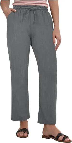 Linen Pants Women Summer,Wide Leg Casual Cotton Linen Pants High Waisted Drawstring Lounge Pants Beach Trousers