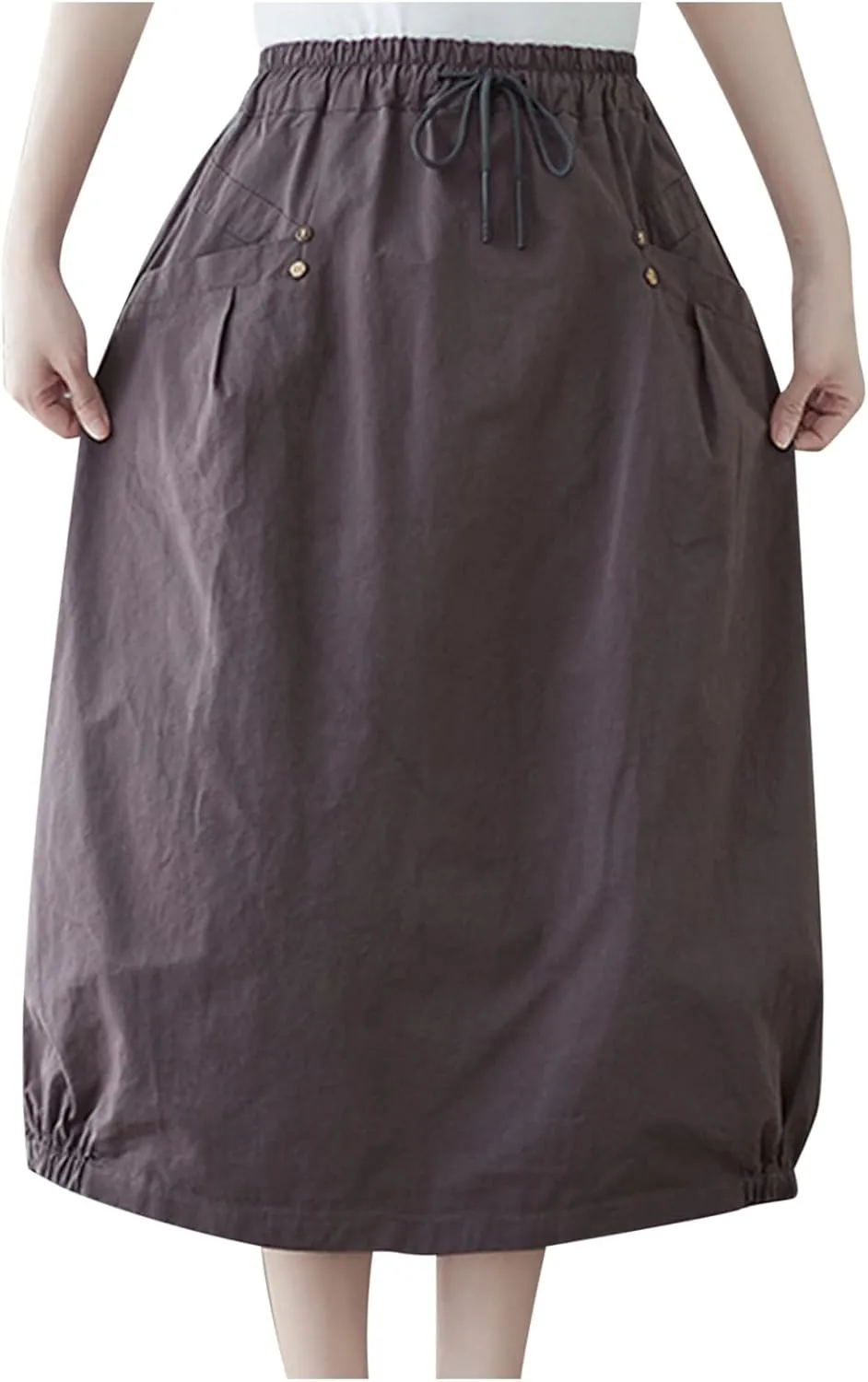 Linen Skirt for Women Casual Loose Fit Baggy Skirts High Rise Cozy Lounge Skirt Summer Pure Flowy Plus Size Skirt