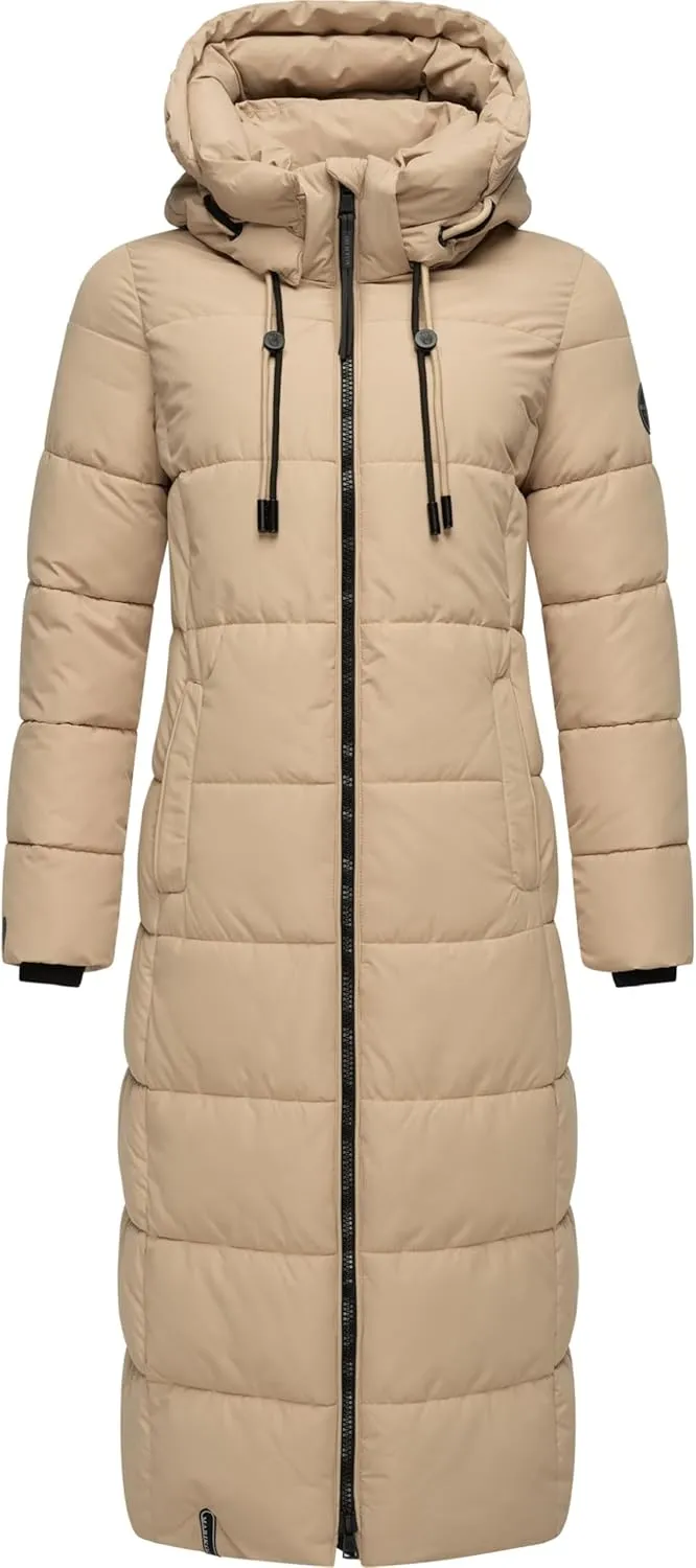 Long Fall & Winter Coat for Women | Detachable Hood | Quilted Womens Calf-Length Jacket | Nadeshikoo XVI XS-5XL