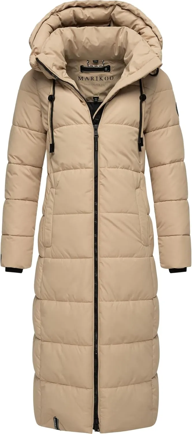 Long Fall & Winter Coat for Women | Detachable Hood | Quilted Womens Calf-Length Jacket | Nadeshikoo XVI XS-5XL