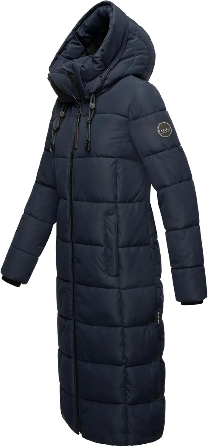 Long Fall & Winter Coat for Women | Detachable Hood | Quilted Womens Calf-Length Jacket | Nadeshikoo XVI XS-5XL