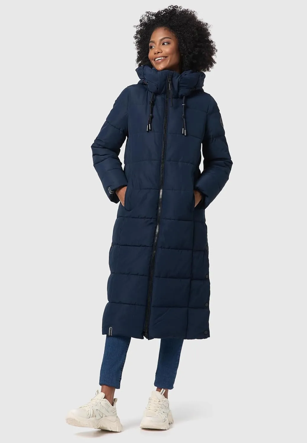 Long Fall & Winter Coat for Women | Detachable Hood | Quilted Womens Calf-Length Jacket | Nadeshikoo XVI XS-5XL