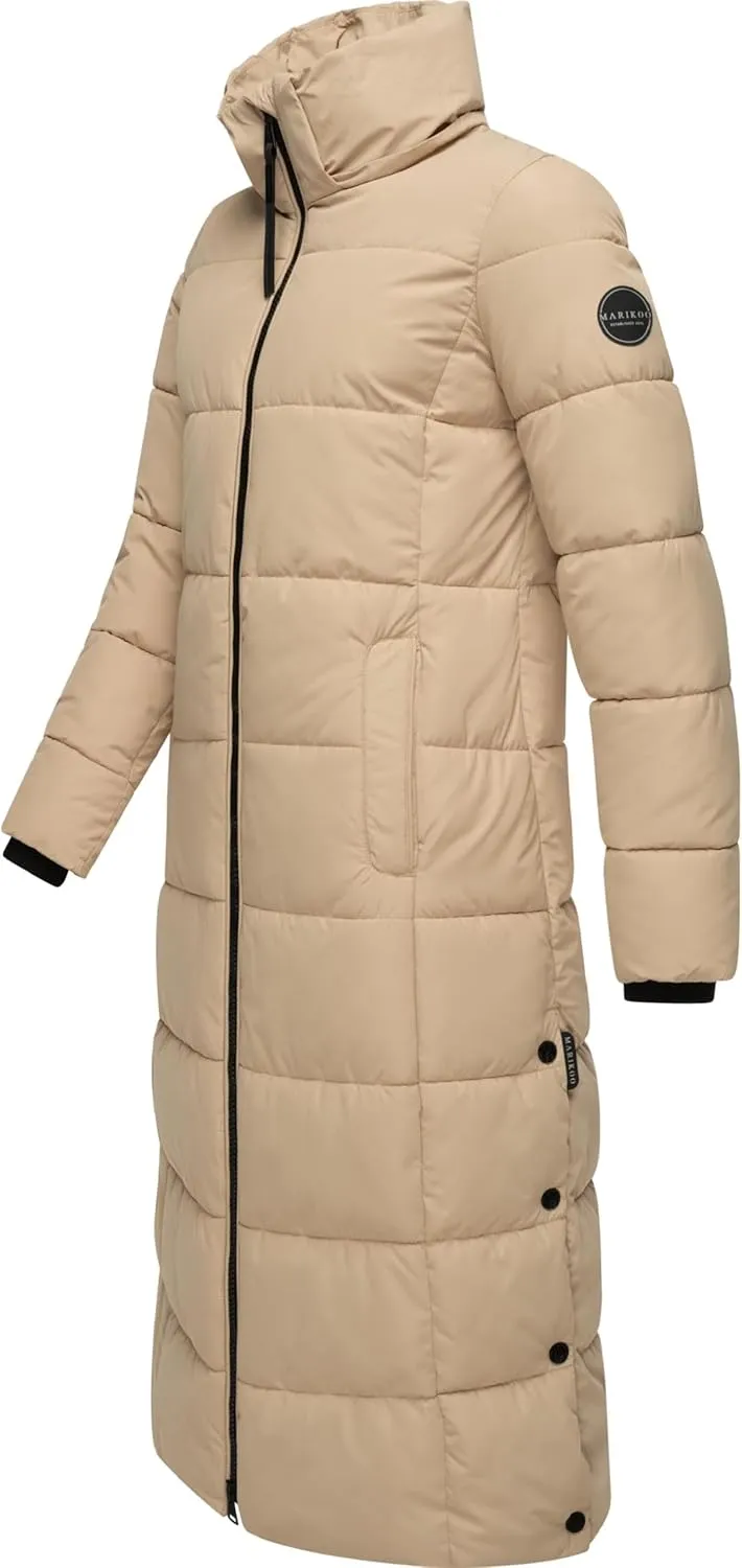 Long Fall & Winter Coat for Women | Detachable Hood | Quilted Womens Calf-Length Jacket | Nadeshikoo XVI XS-5XL