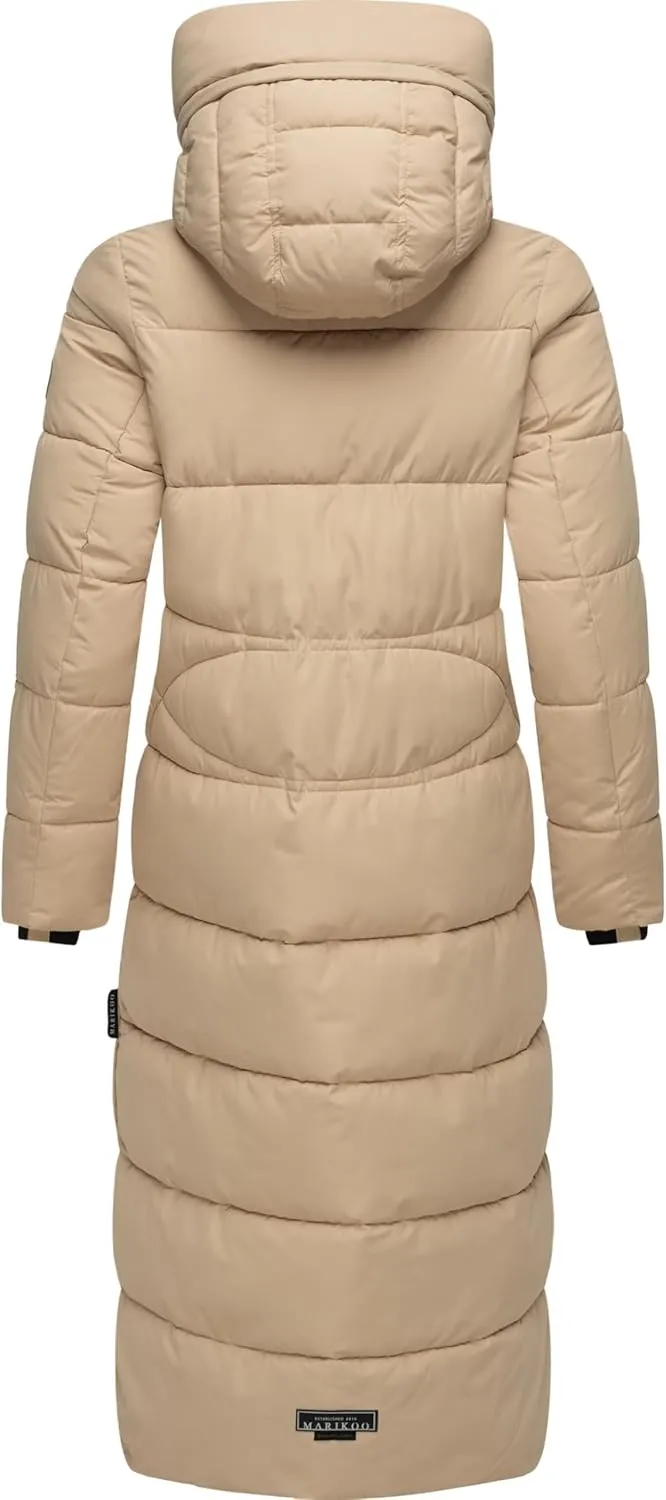 Long Fall & Winter Coat for Women | Detachable Hood | Quilted Womens Calf-Length Jacket | Nadeshikoo XVI XS-5XL