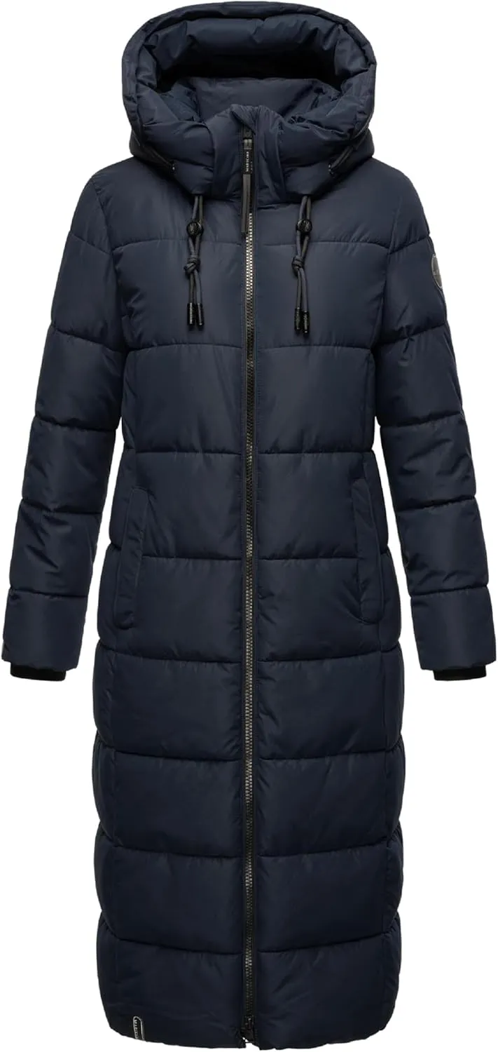 Long Fall & Winter Coat for Women | Detachable Hood | Quilted Womens Calf-Length Jacket | Nadeshikoo XVI XS-5XL