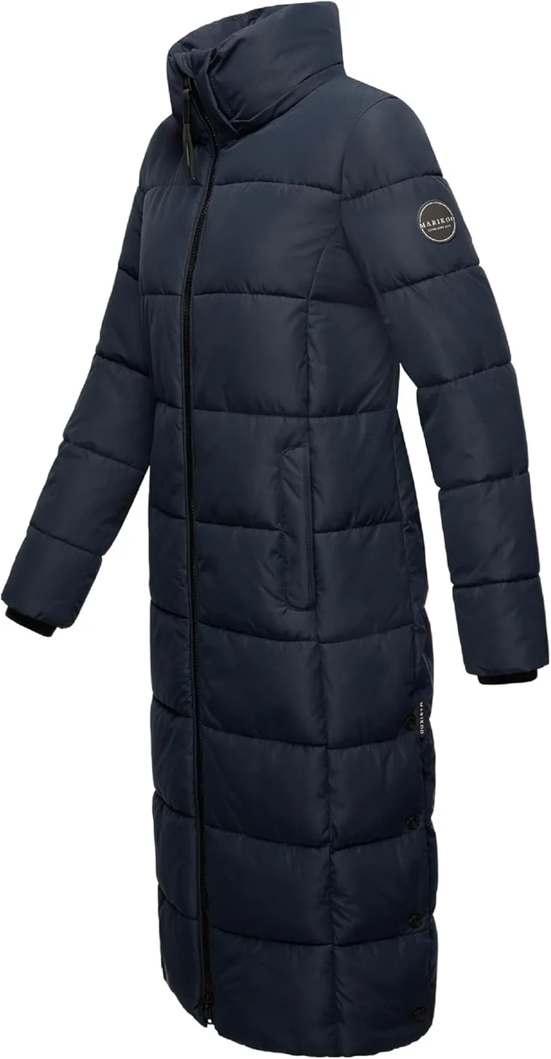 Long Fall & Winter Coat for Women | Detachable Hood | Quilted Womens Calf-Length Jacket | Nadeshikoo XVI XS-5XL