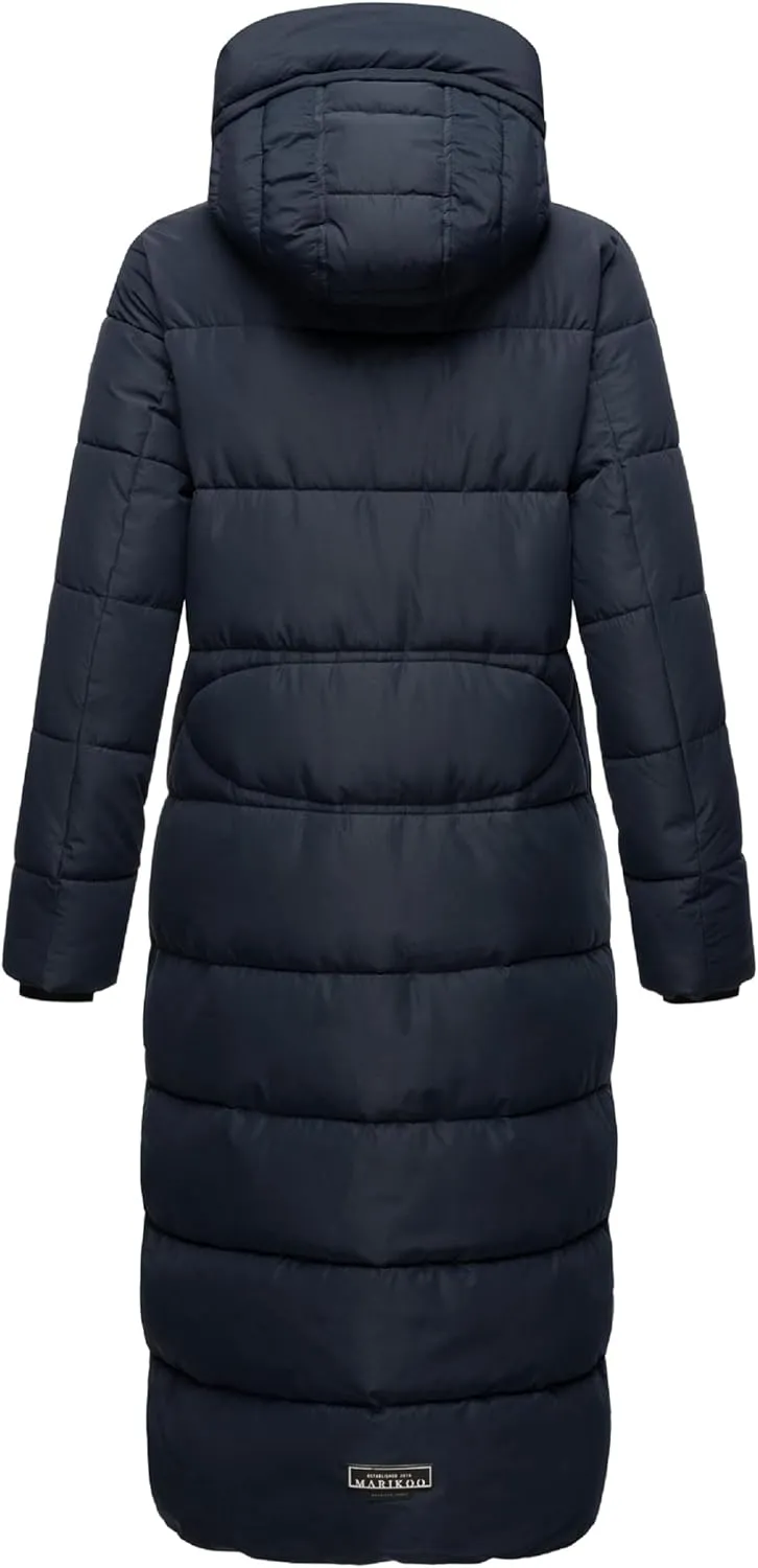 Long Fall & Winter Coat for Women | Detachable Hood | Quilted Womens Calf-Length Jacket | Nadeshikoo XVI XS-5XL