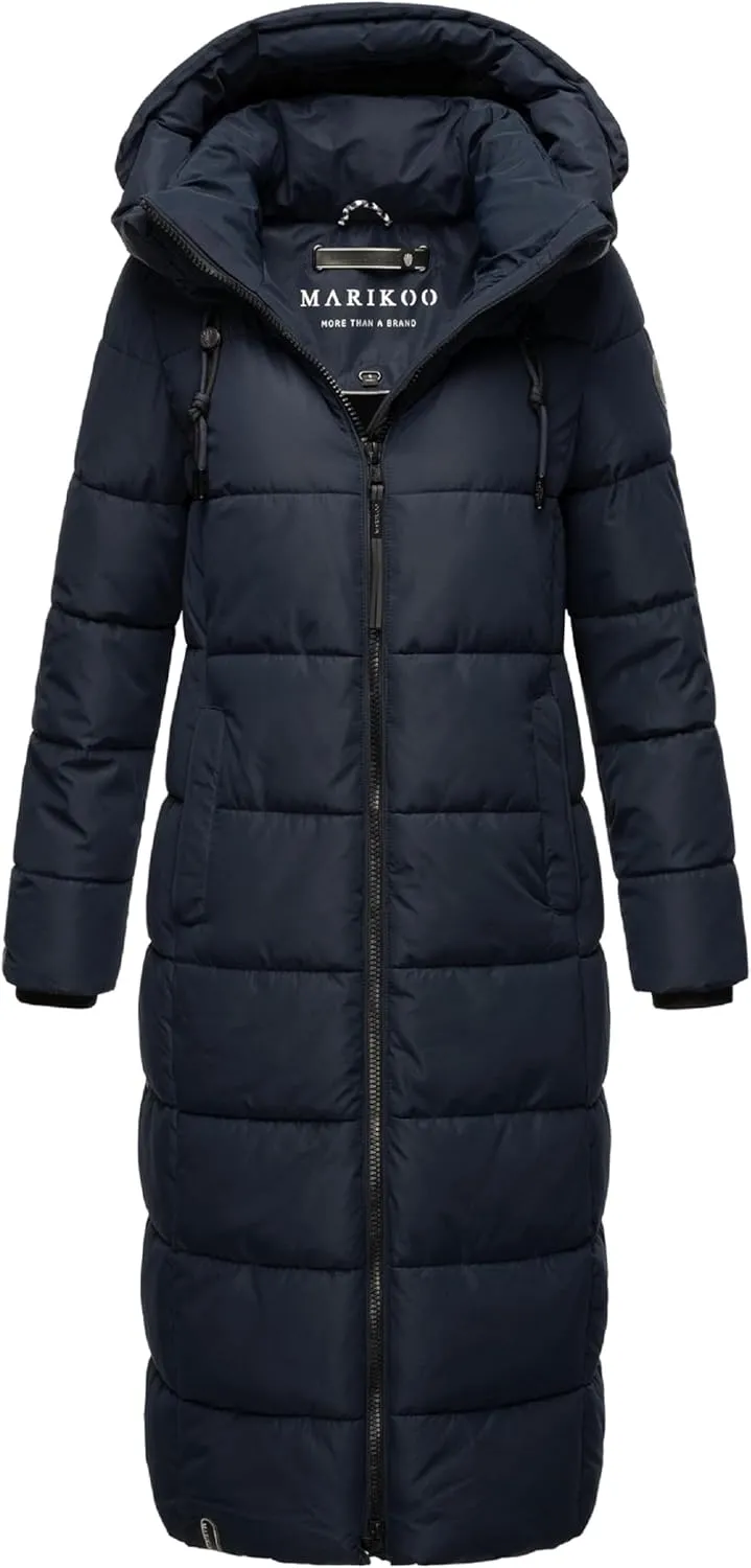 Long Fall & Winter Coat for Women | Detachable Hood | Quilted Womens Calf-Length Jacket | Nadeshikoo XVI XS-5XL