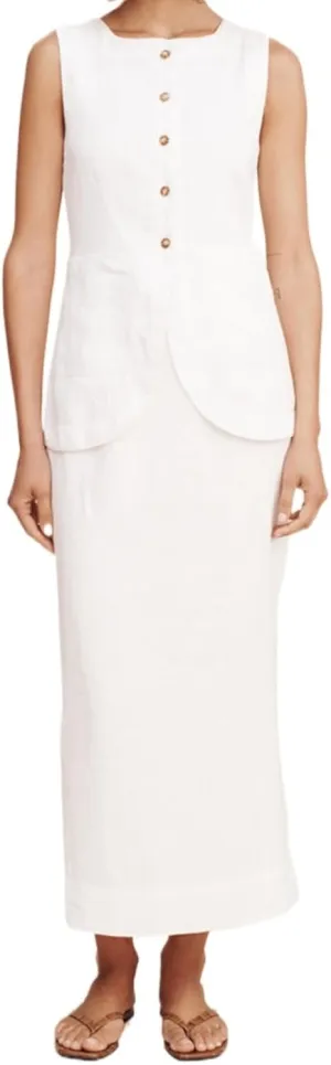 Long Linen Waistcoat Vest for Women - 2 Piece Sets Summer Casual High Neck Button Down Sleeveless Tops Maxi Skirt Set