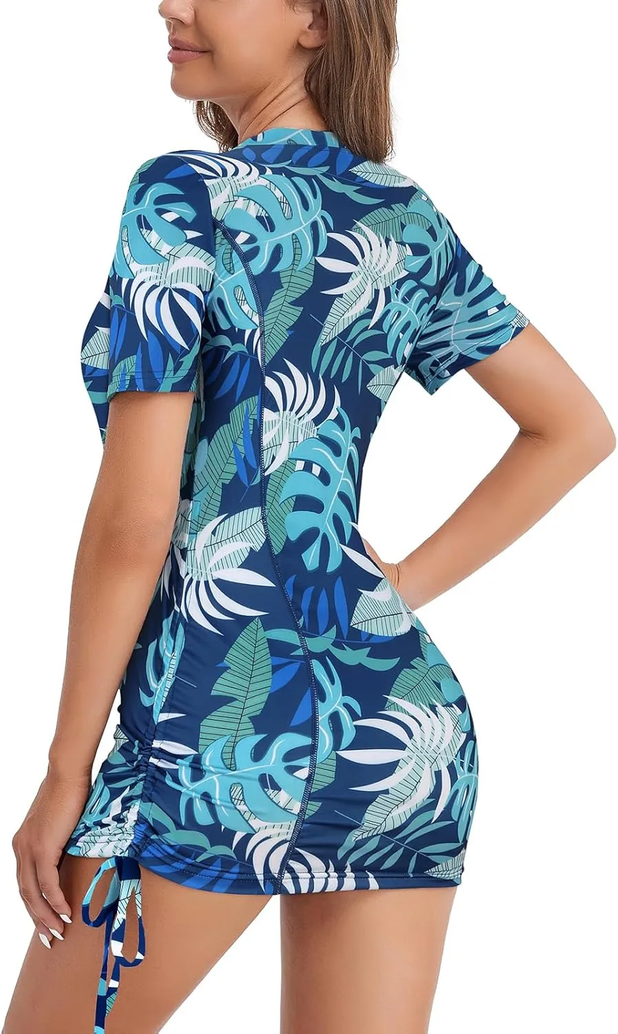 LURANEE Womens Short Sleeve Rash Guard Shirts UPF 50  Side Adjustable Wetsuit Swimsuit Top S-XXL