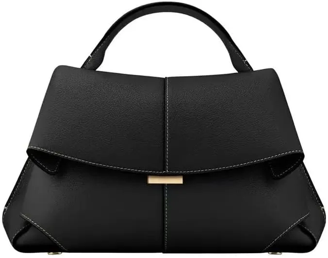 Luxury Genuine Leather Handbag for Women - Designer Top Handle Crossbody Bag with Adjustable Strap