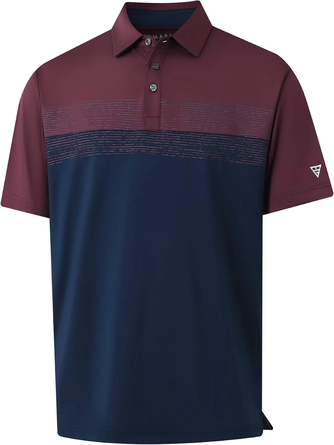 M MAELREG Golf Shirts for Men Dry Fit Performance Chest Print Color Block Moisture Wicking Casual Short Sleeve Polo Shirts