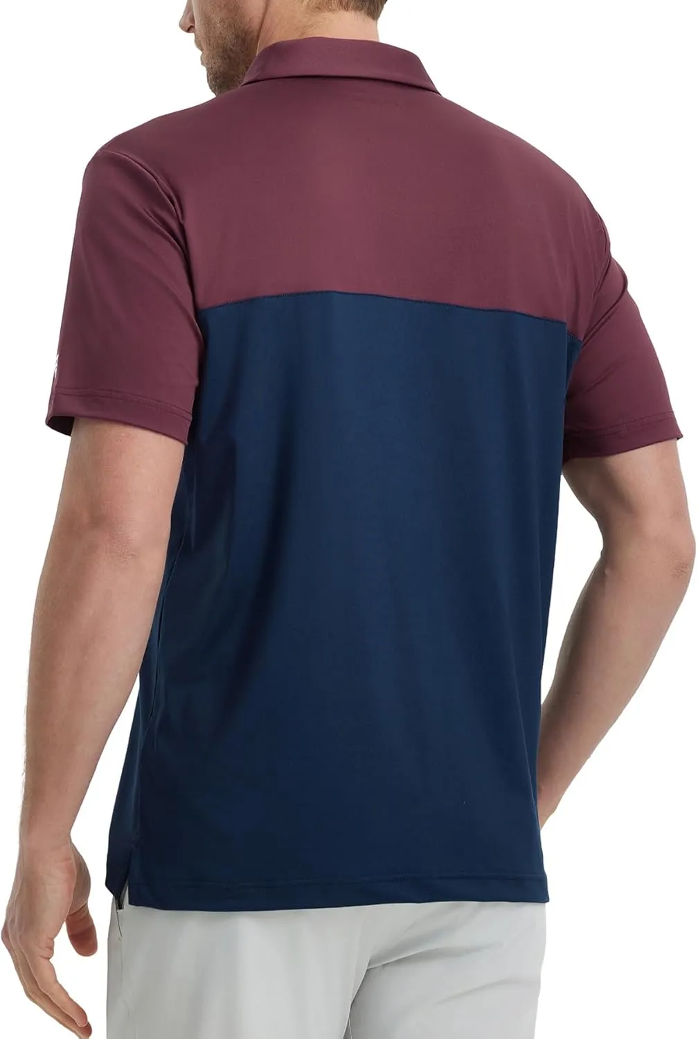 M MAELREG Golf Shirts for Men Dry Fit Performance Chest Print Color Block Moisture Wicking Casual Short Sleeve Polo Shirts