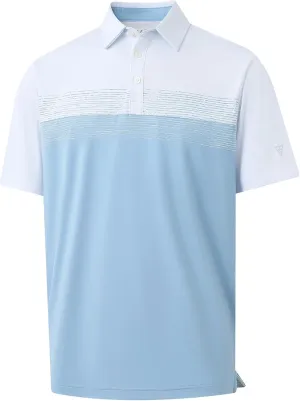 M MAELREG Golf Shirts for Men Dry Fit Performance Chest Print Color Block Moisture Wicking Casual Short Sleeve Polo Shirts