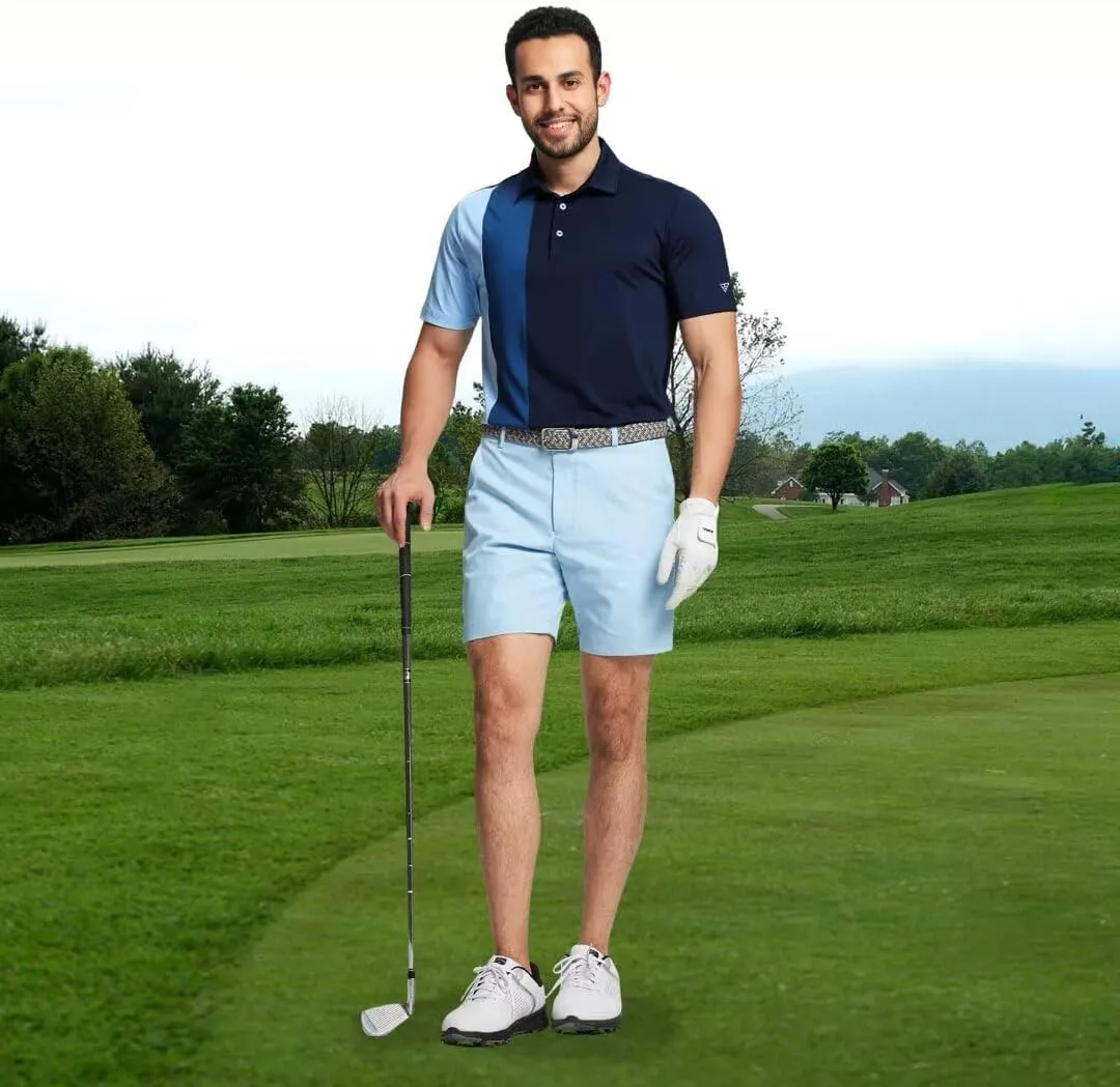 M MAELREG Mens Golf Polo Shirts Short Sleeve Dry Fit Casual Performance Moisture Wicking Color Block Polo Shirts for Men