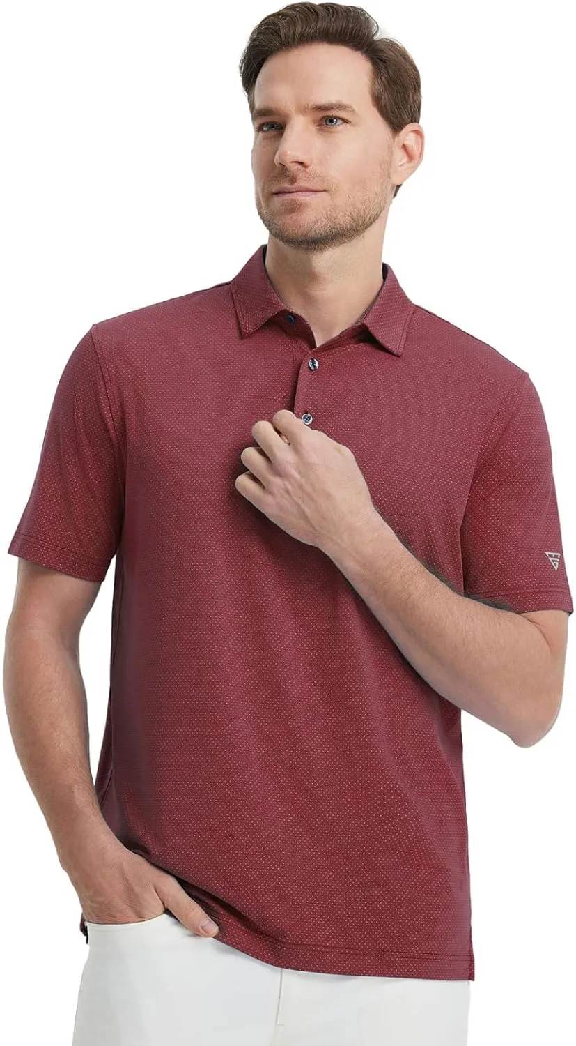 M MAELREG Mens Golf Shirts Moisture Wicking Dry Fit Business Casual Stretch Jacquard Short Sleeve Golf Polo Shirts for Men