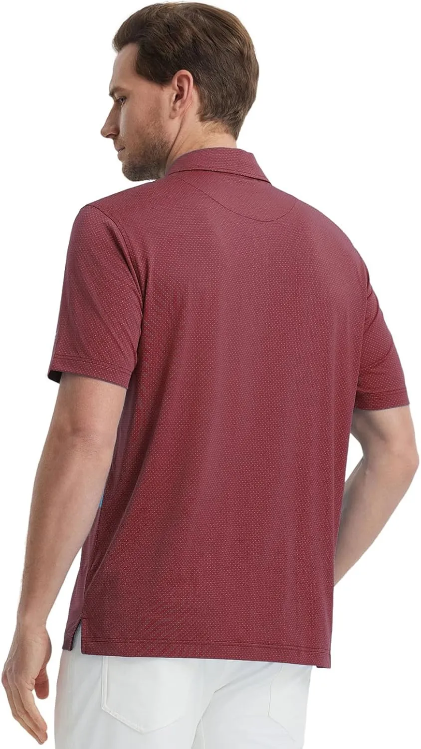 M MAELREG Mens Golf Shirts Moisture Wicking Dry Fit Business Casual Stretch Jacquard Short Sleeve Golf Polo Shirts for Men