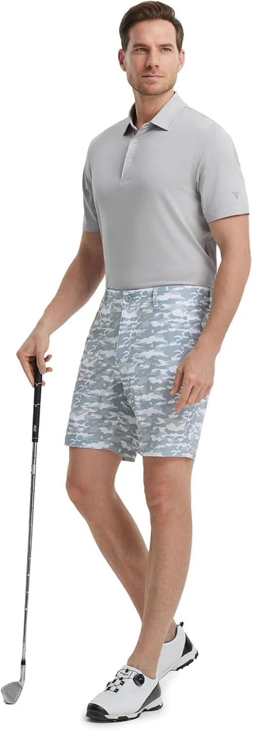 M MAELREG Mens Golf Shirts Moisture Wicking Dry Fit Business Casual Stretch Jacquard Short Sleeve Golf Polo Shirts for Men