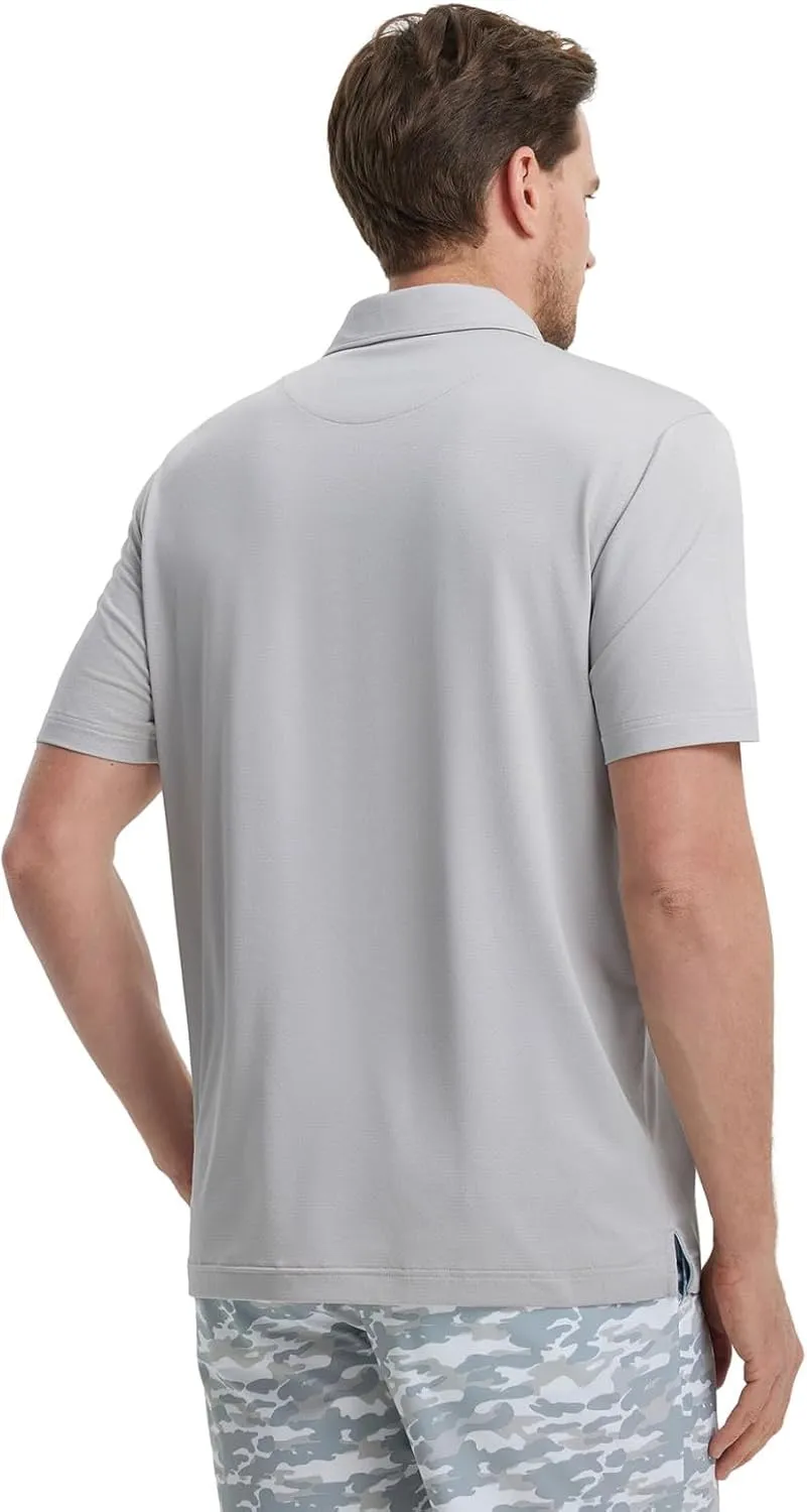 M MAELREG Mens Golf Shirts Moisture Wicking Dry Fit Business Casual Stretch Jacquard Short Sleeve Golf Polo Shirts for Men