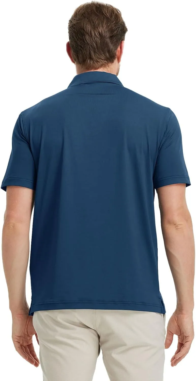 M MAELREG V Neck Polo Shirts for Men Performance Casual Moisture Wicking Mens Golf Polo Shirts Short Sleeve with Collar