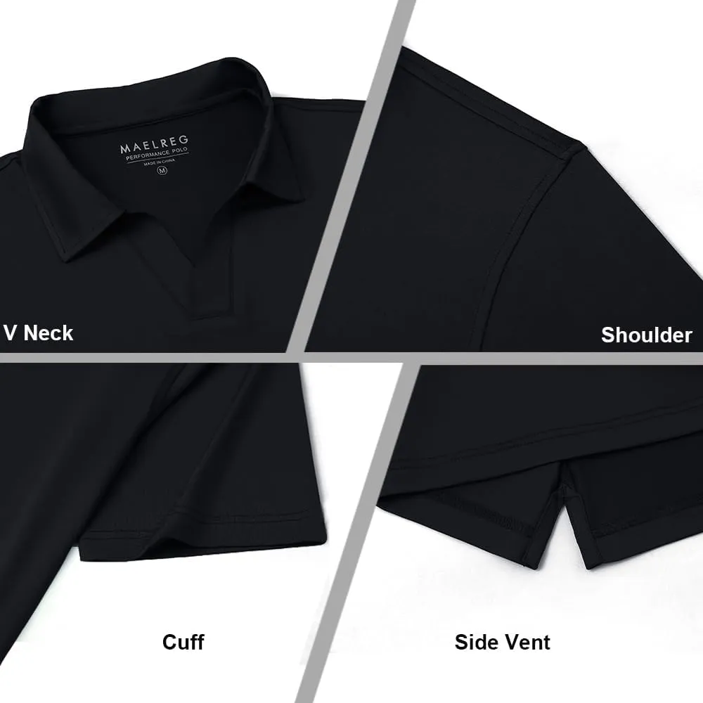 M MAELREG V Neck Polo Shirts for Men Performance Casual Moisture Wicking Mens Golf Polo Shirts Short Sleeve with Collar