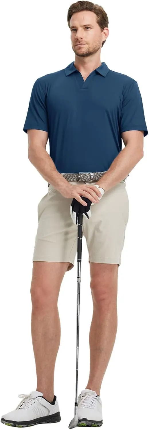 M MAELREG V Neck Polo Shirts for Men Performance Casual Moisture Wicking Mens Golf Polo Shirts Short Sleeve with Collar