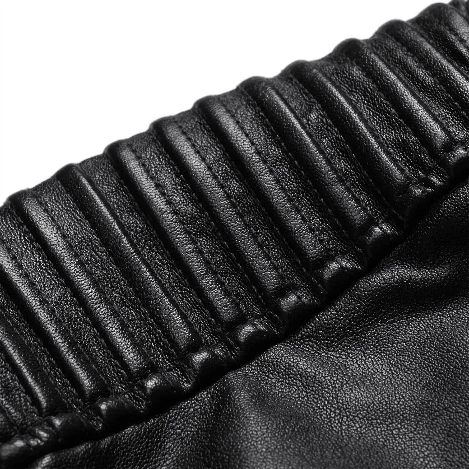 Maiyifu-GJ Men's Stand Collar Faux Leather Jacket Casual Slim Fit Motorcycle Jackets Lightweight Vintage Outwear Coat (Black,X-Large)