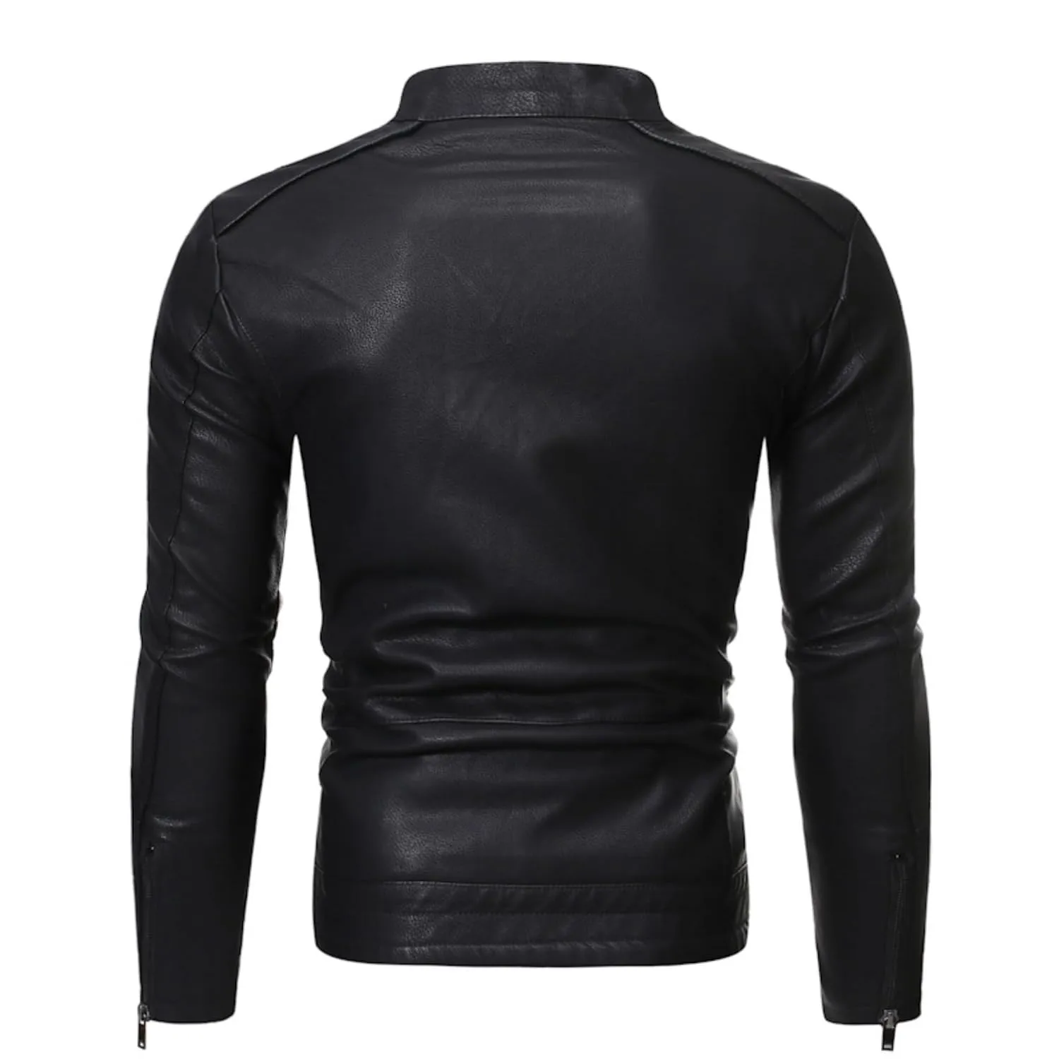 Maiyifu-GJ Men's Stand Collar Faux Leather Jacket Lightweight Vintage Outwear Coat Casual Slim Fit Motorcycle Jackets (BlackA1,X-Large)