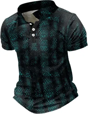 MARSVOVO Polo Shirts for Men Short Sleeve Breathable Button Cool Graphic Quick-Dry Daily Big and Tall Shirts for Men