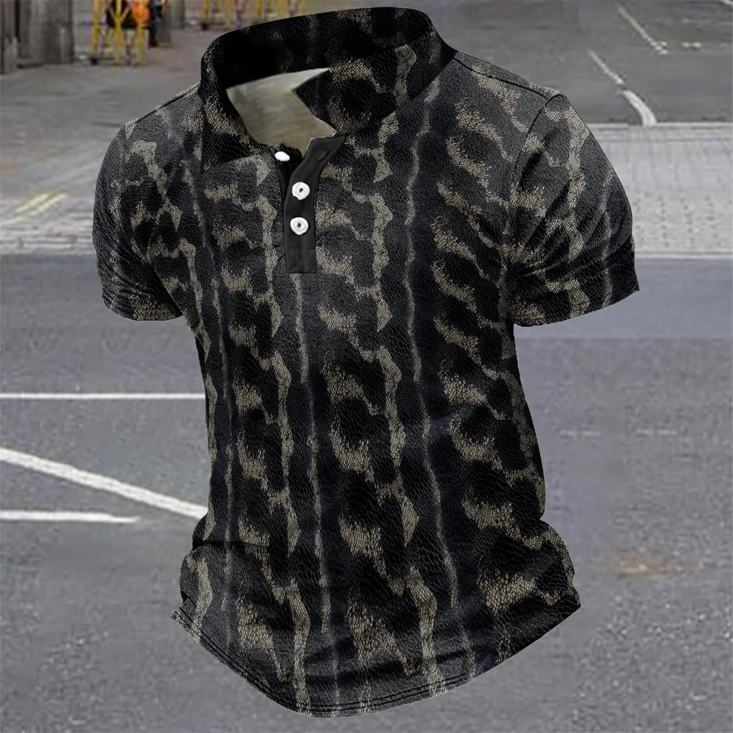 MARSVOVO Polo Shirts for Men Short Sleeve Breathable Button Cool Graphic Quick-Dry Daily Big and Tall Shirts for Men